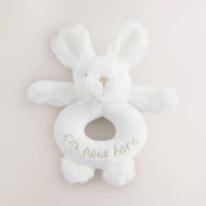 White Plush Bunny Rattle Toy